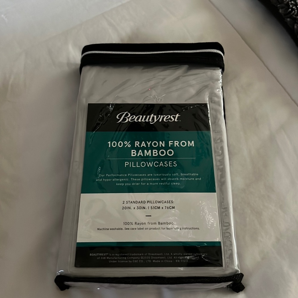Beautyrest 100% Rayon from Bamboo Pillow Case Set Cloud Gray Cooler Than Cotton